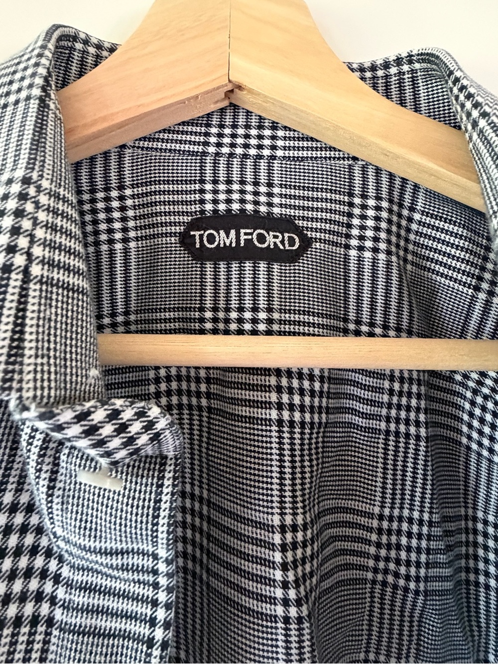 Tom Ford Black & White Glen Plaid Dress Shirt